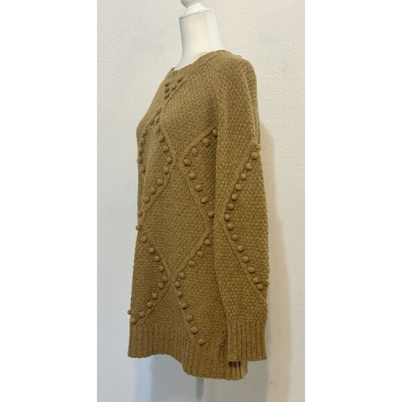 Anthropologie Moth Size S 90% Wool Pom Pom Bubble Knit Sweater Tunic Winter Cozy - Picture 3 of 10